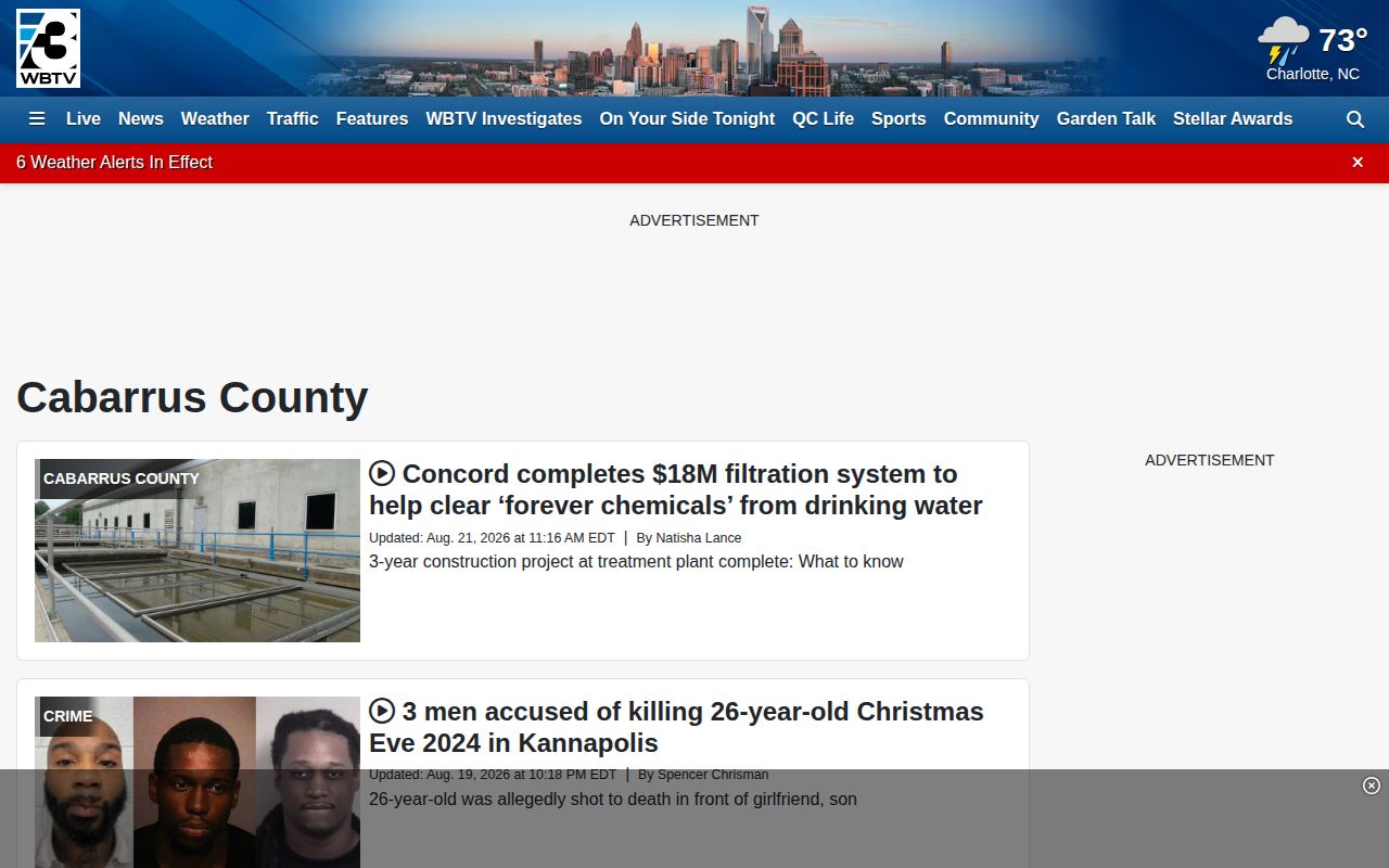 WBTV Cabarrus County local crime-news section