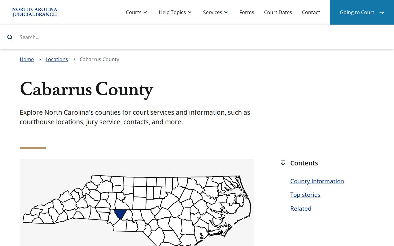 Cabarrus County court and Clerk records route for warrant and case research